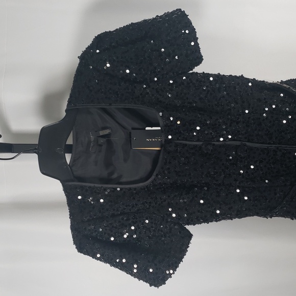 Donna Karan New York Black Puff Sleeve Sequin Sheath Dress - SZ 2 - NWT - Picture 7 of 11